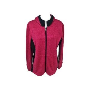 ZeroXposur‎ Women's Hooded Knit Jacket Lipstick Pink Fleece-Lined Size Large